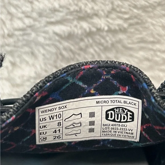 NWOB Hey Dude Wendy Sox Sz: 10 Black/Grey - Picture 7 of 9
